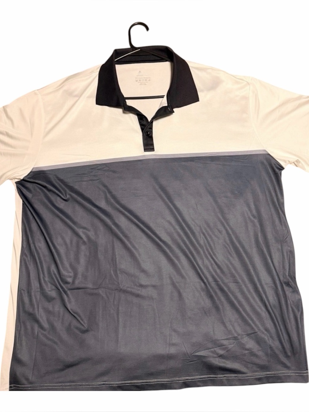 adidas Men's White and Navy Performance Polo with Black Collar